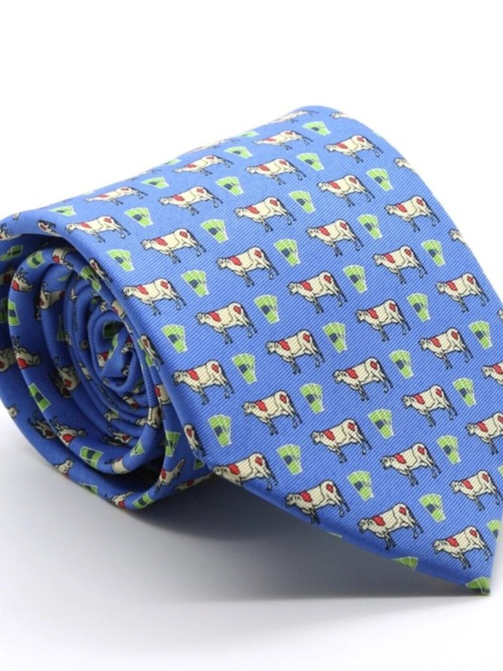 Cow Royal Blue Necktie with Handkerchief Set